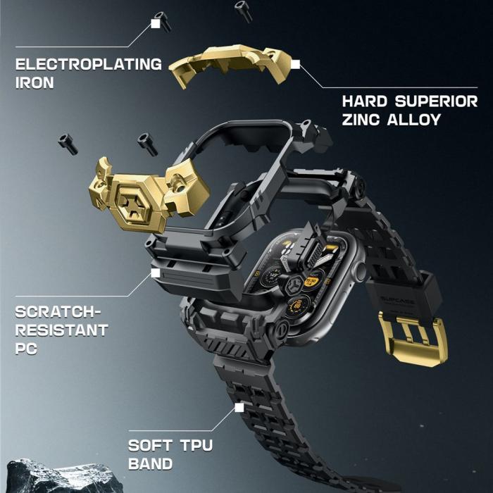 Bild 4, Supcase Apple Watch 10 46 mm Armband Unicorn Beetle Ore Guld