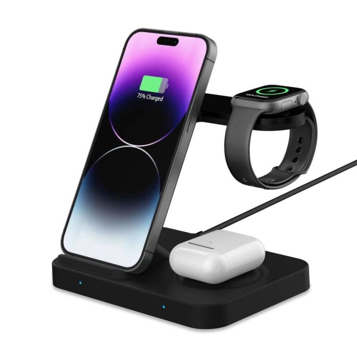 Bild 3, Tech-Protect 3in1 15W Trådlös Laddare Android/Apple Svart