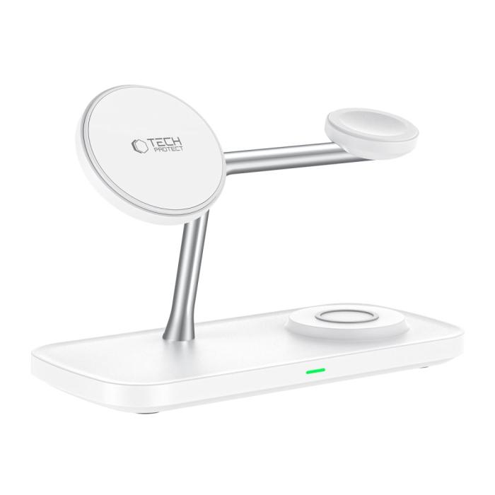 Bild 3, Tech-Protect 3in1 15W Trådlös Magnetisk MagSafe Laddare Vit