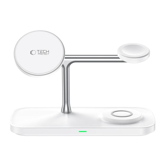 Bild 4, Tech-Protect 3in1 15W Trådlös Magnetisk MagSafe Laddare Vit