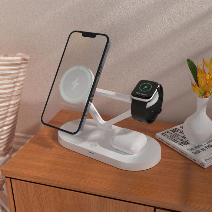 Bild 3, Tech-Protect 3in1 15W Magnetisk MagSafe Trådlös Laddare Vit