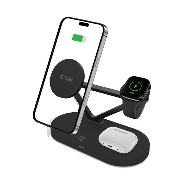Bild 2, Tech-Protect 3in1 15W Magnetisk MagSafe Trådlös Laddare Svart