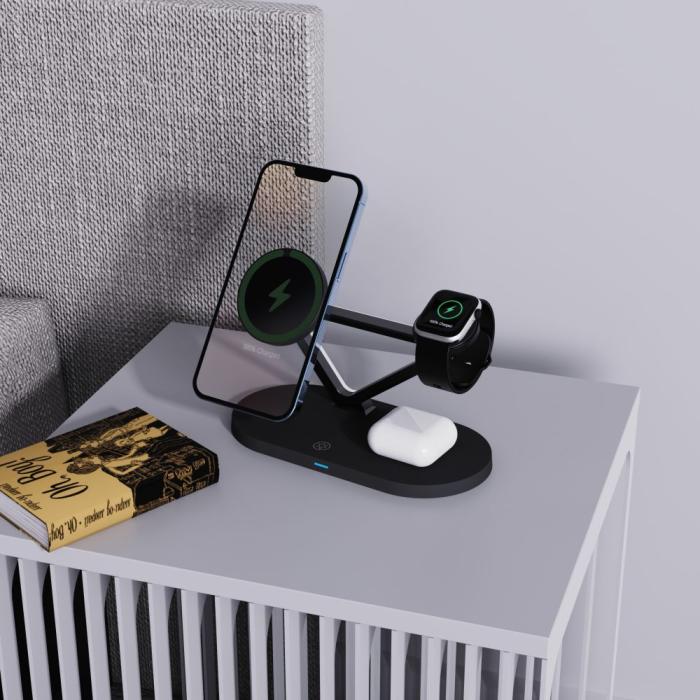 Bild 3, Tech-Protect 3in1 15W Magnetisk MagSafe Trådlös Laddare Svart