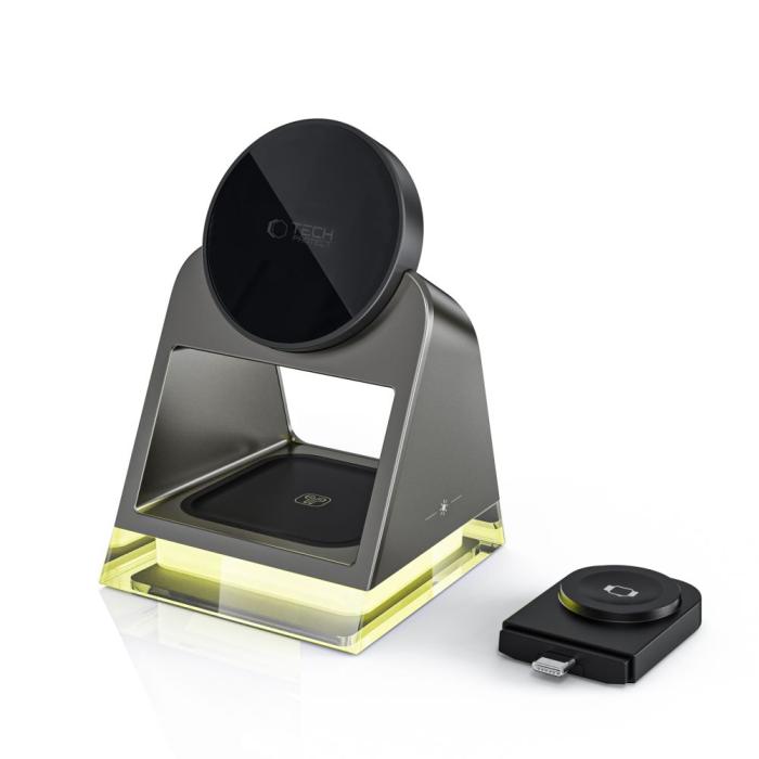 Bild 3, Tech-Protect 3in1 15W Qi Magnetisk MagSafe Laddare Svart