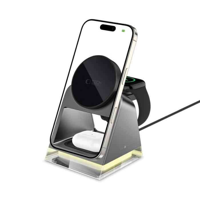 Bild 6, Tech-Protect 3in1 15W Qi Magnetisk MagSafe Laddare Svart