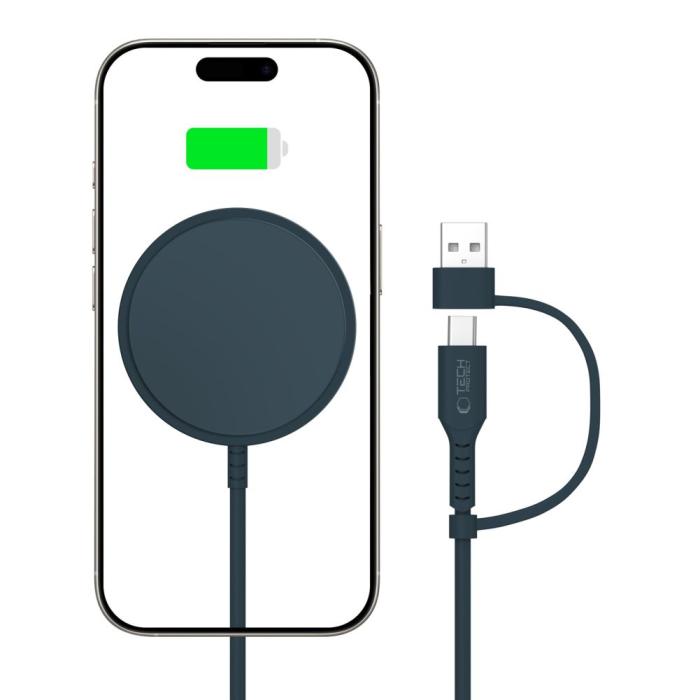 Bild 2, Tech-Protect 15W MagSafe Trådlös Qi Laddare Navy Blue
