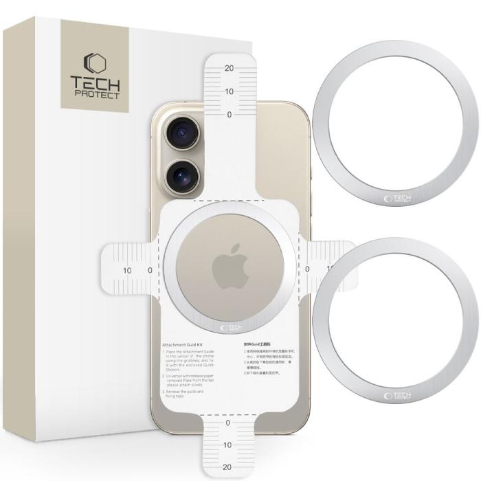 Bild 1, Tech-Protect 2-PACK Magnetisk MagSafe Ring Silver