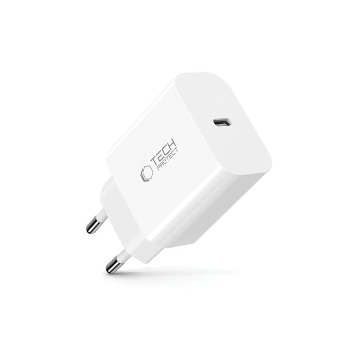 Bild 2, Tech-Protect 20W PD USB-C Väggladdare Vit