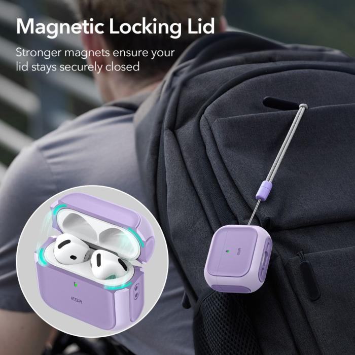 Bild 2, ESR AirPods 4 Skal MagSafe Orbit HaloLock Lila