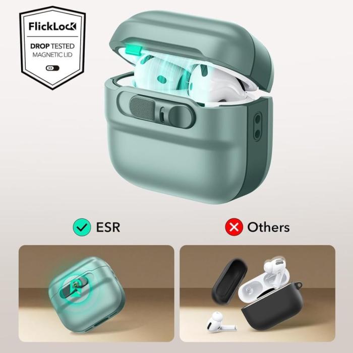 Bild 4, ESR AirPods 4 Skal MagSafe Pulse HaloLock Grön