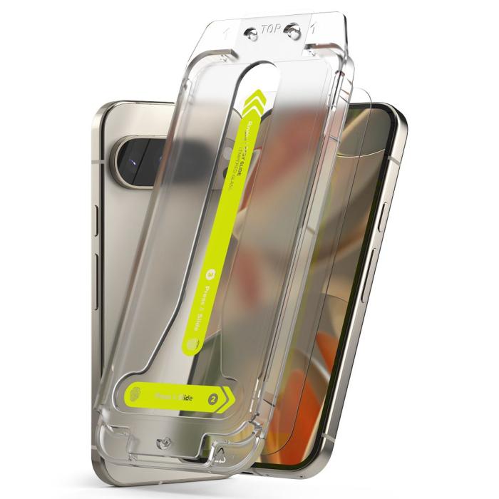 Bild 2, Ringke Pixel 9 / 9 Pro 2-PACK Easy Slide Skärmskydd Härdat Glas