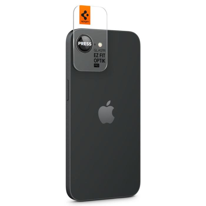 Bild 6, Spigen iPhone 16e 2-PACK Linsskydd GLAS.tR Optik Svart