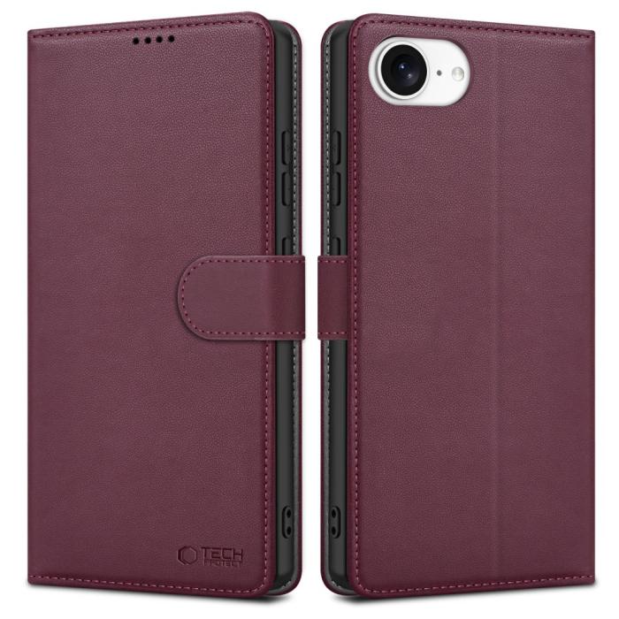 Bild 1, Tech-Protect iPhone 16e Fodral Läder Mulberry