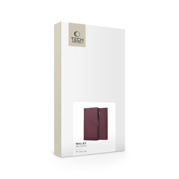 Bild 5, Tech-Protect iPhone 16e Fodral Läder Mulberry