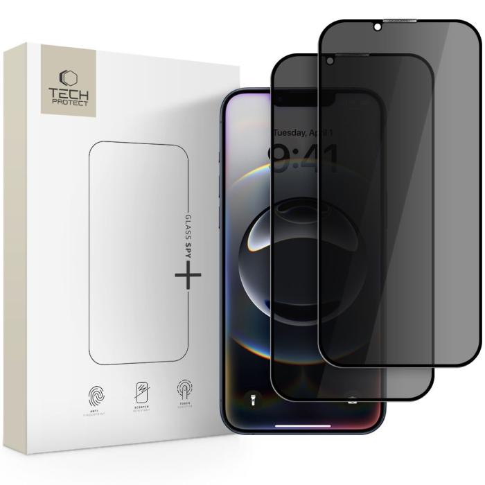 Bild 1, Tech-Protect iPhone 16e/14/13/13 Pro 2-PACK Skärmskydd Privacy
