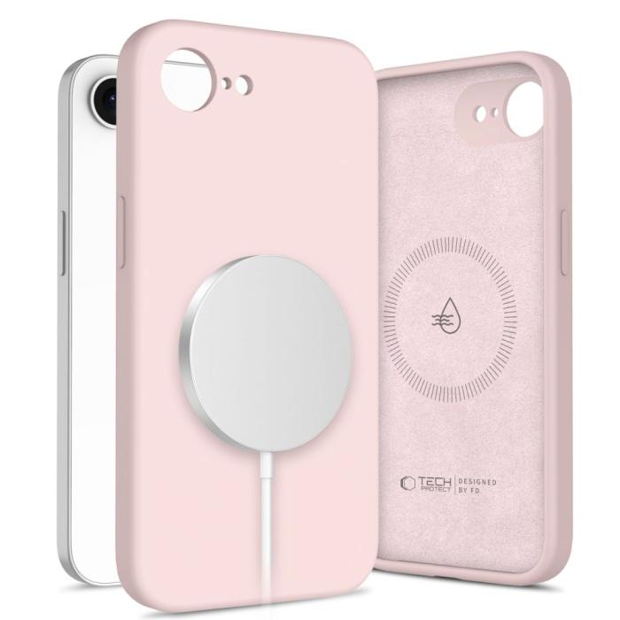 Bild 1, Tech-Protect iPhone 16e Skal MagSafe Liquid Silicone Pink Pearl