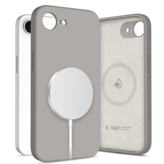 Bild 1, Tech-Protect iPhone 16e Skal MagSafe Liquid Silicone Stone Grey