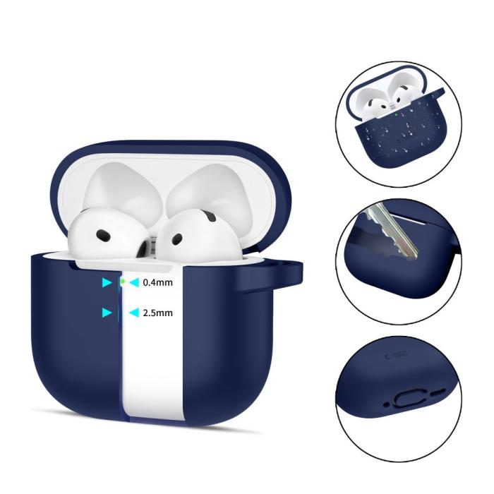 Bild 2, Tech-Protect AirPods 4 Skal Silikon Hook Navy Blue