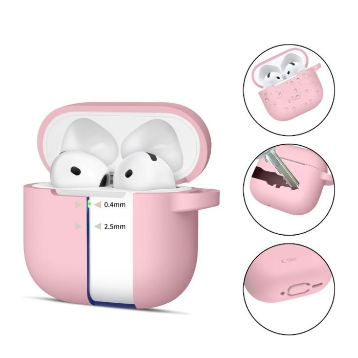 Bild 2, Tech-Protect AirPods 4 Skal Silikon Hook Dusty Pink