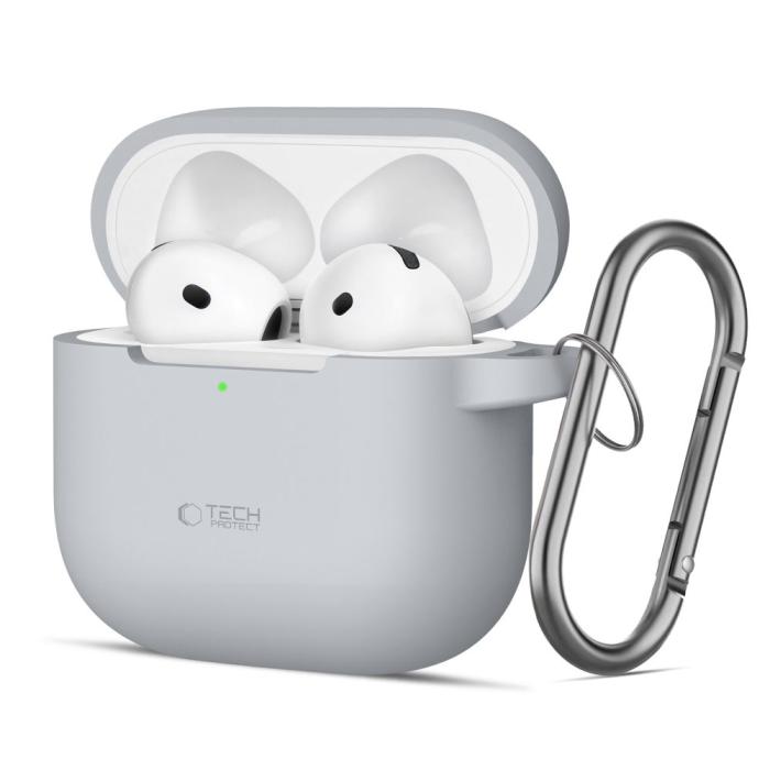 Bild 1, Tech-Protect AirPods 4 Skal Silikon Hook Crayon Grey