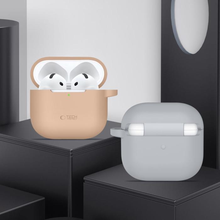 Bild 3, Tech-Protect AirPods 4 Skal Silikon Hook Crayon Grey