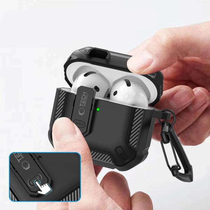 Bild 3, Tech-Protect AirPods 4 Skal Carbonox Svart