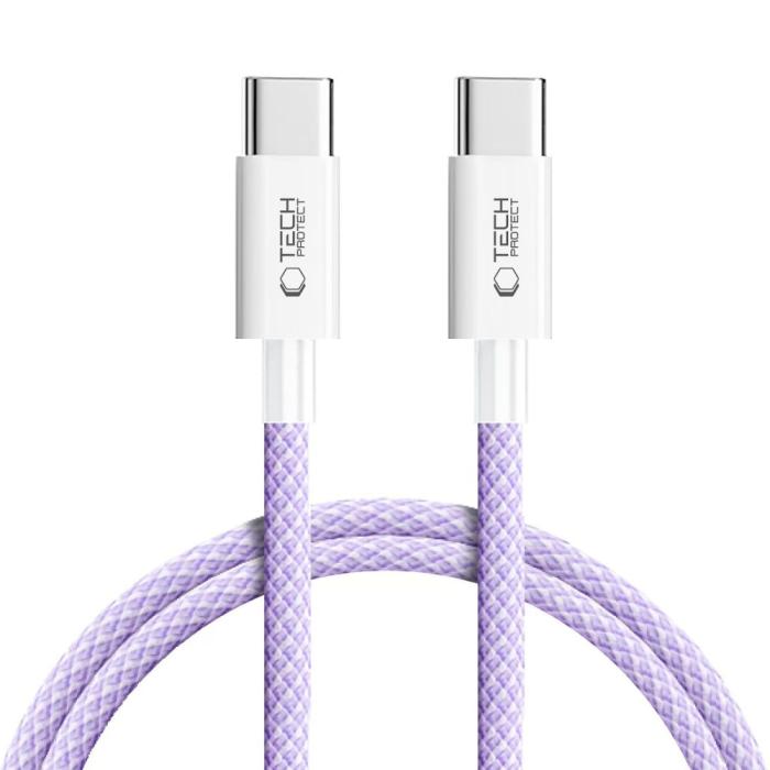 Bild 1, Tech-Protect 1m 60W/3A PD USB-C-USB-C Kabel UltraBoost Mauve