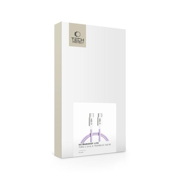 Bild 6, Tech-Protect 1m 60W/3A PD USB-C-USB-C Kabel UltraBoost Mauve