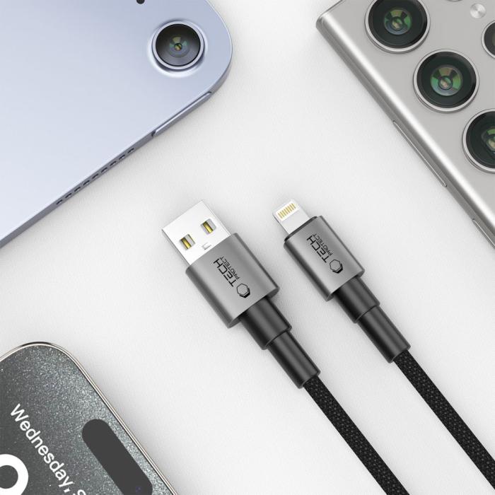 Bild 4, Tech-Protect 2m 15W/2.4A Lightning Kabel UltraBoost Iron Grey