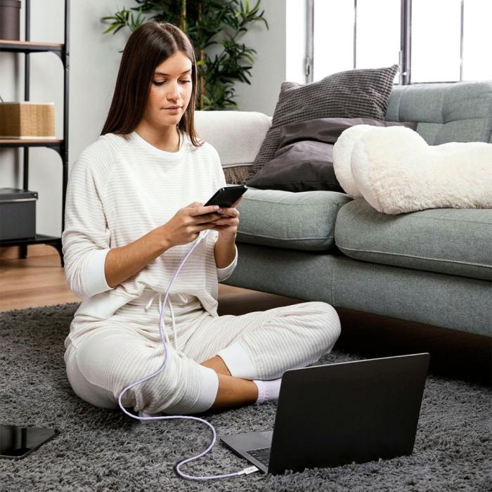 Bild 6, Tech-Protect 2m 60W/3A PD USB-C - USB-C Kabel UltraBoost Mauve