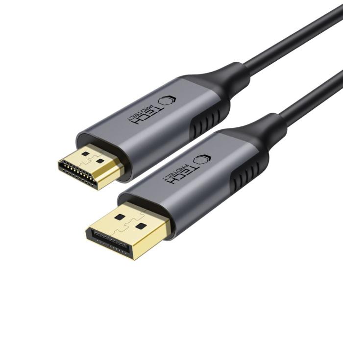 Bild 1, Tech-Protect 2m DisplayPort - HDMI 2.0 4K 60Hz Kabel UltraBoost