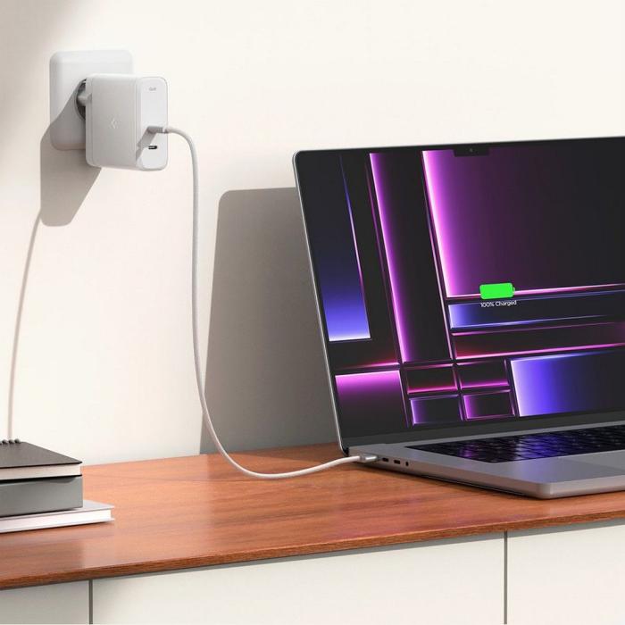 Bild 2, Spigen 140W 2x USB-C Väggladdare Arcstation Pro Vit