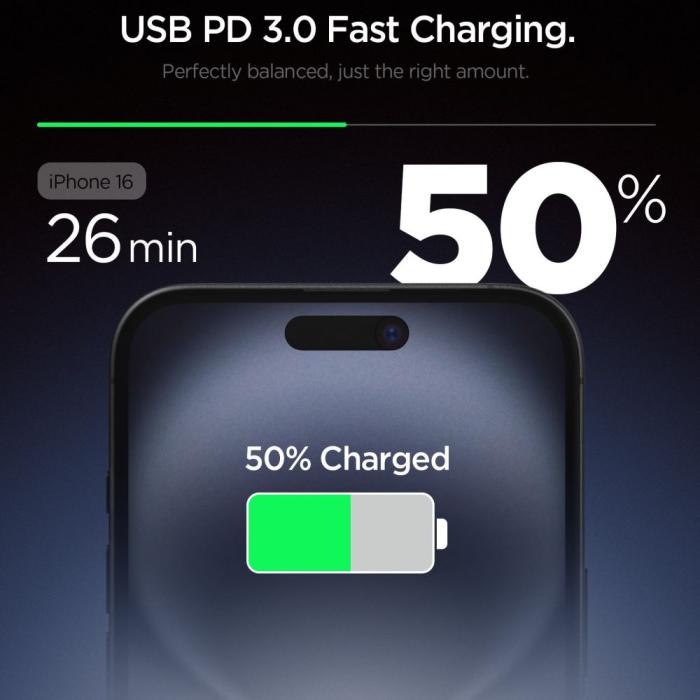Bild 2, Spigen 20W USB-C Väggladdare Essential Vit