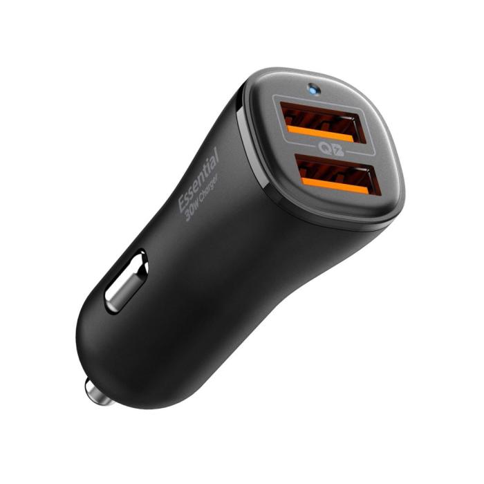 Bild 1, Spigen 30W Billaddare 2x USB-A Essential Svart