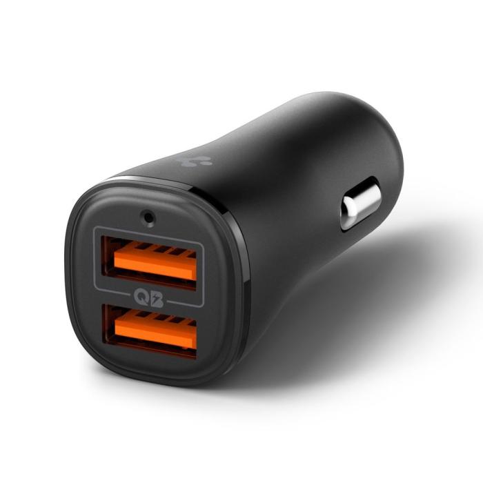 Bild 2, Spigen 30W Billaddare 2x USB-A Essential Svart