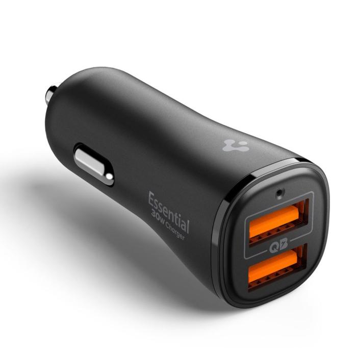 Bild 4, Spigen 30W Billaddare 2x USB-A Essential Svart