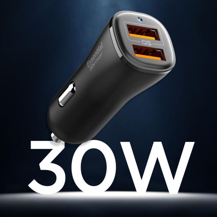 Bild 5, Spigen 30W Billaddare 2x USB-A Essential Svart