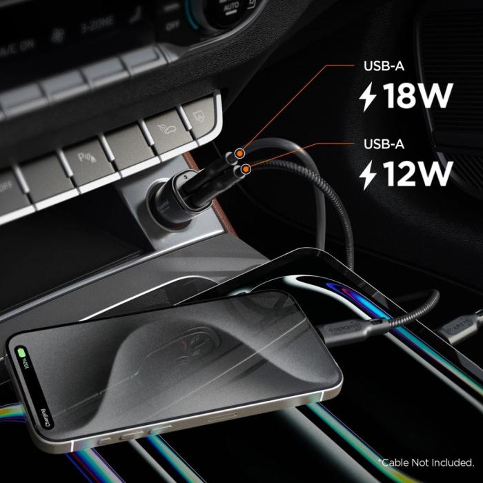 Bild 6, Spigen 30W Billaddare 2x USB-A Essential Svart