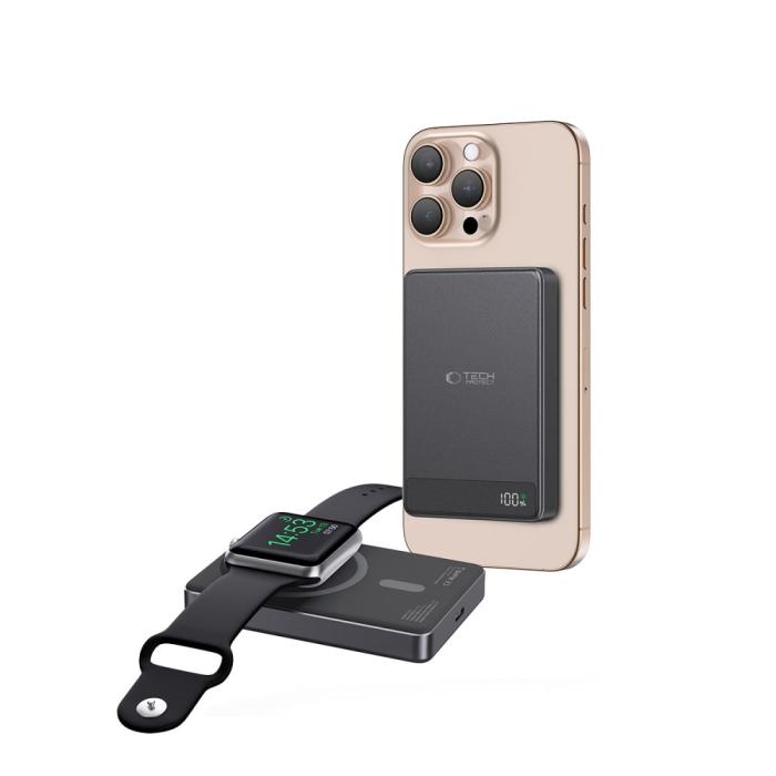 Bild 2, Tech-Protect 5000 mAh MagSafe Powerbank LifeMag Svart