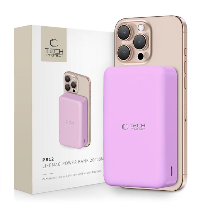 Bild 1, Tech-Protect 20000 mAh MagSafe Powerbank LifeMag Lila