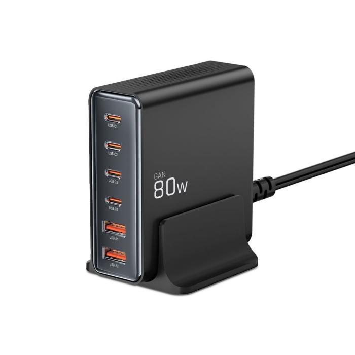 Bild 2, Tech-Protect 80W Laddstation USB-C / USB-A Svart