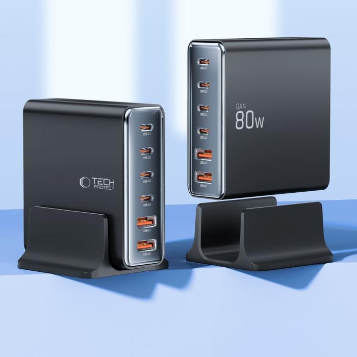 Bild 3, Tech-Protect 80W Laddstation USB-C / USB-A Svart