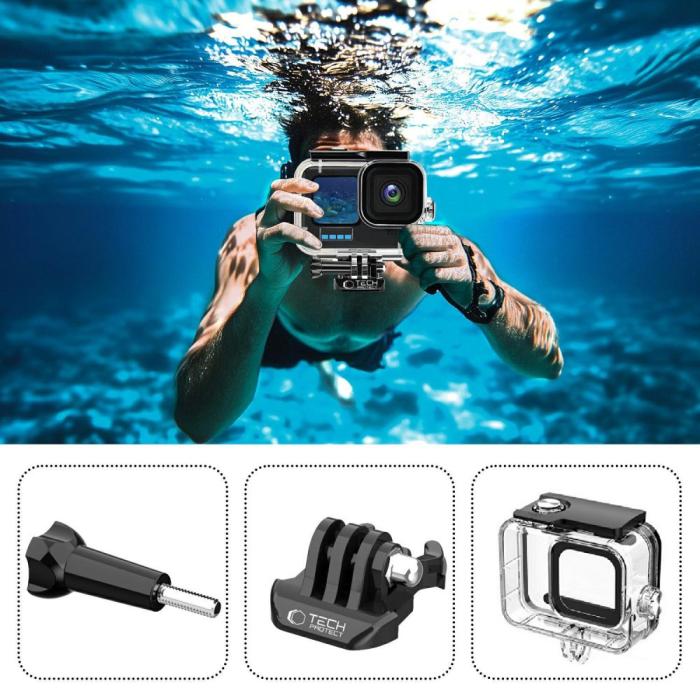 Bild 2, Tech-Protect GoPro Hero 9-13 Vattentät Fodral Transparent