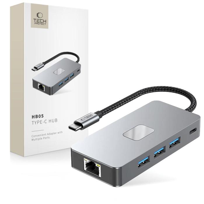Bild 1, Tech-Protect 9in1 USB-C Hub - USB-C/USB 3.0/2.0/HDMI/SD/TF/RJ45