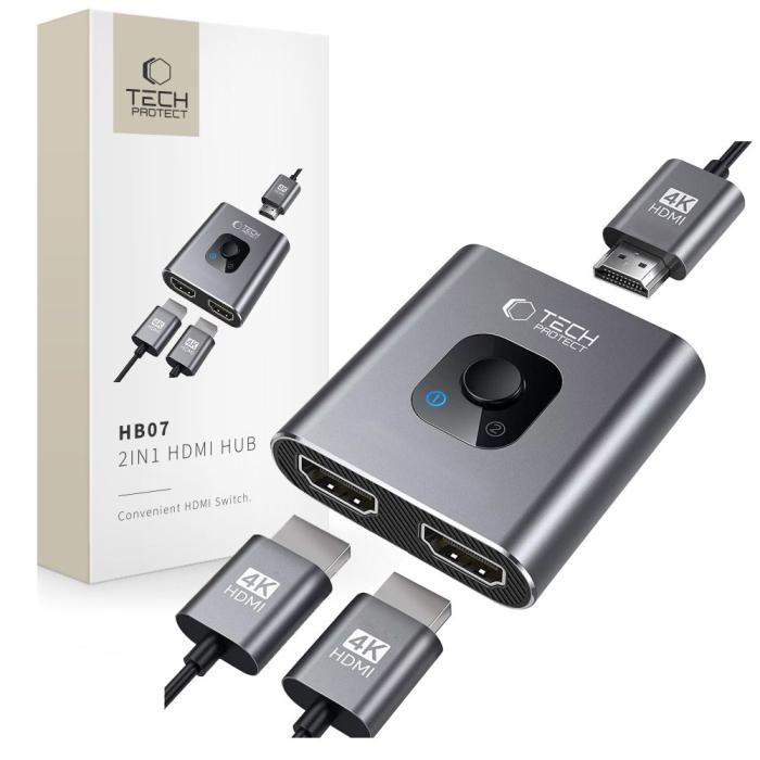 Bild 1, Tech-Protect 2in1 4K 60Hz HDMI Adapter Grå