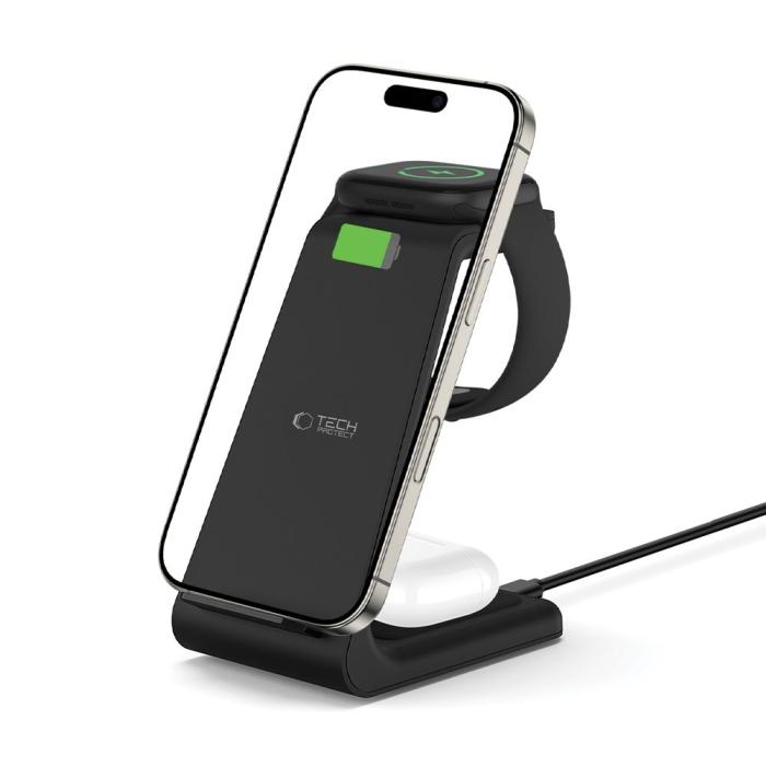 Bild 2, Tech-Protect 15W Qi 3in1 Trådlös Laddare Apple Svart