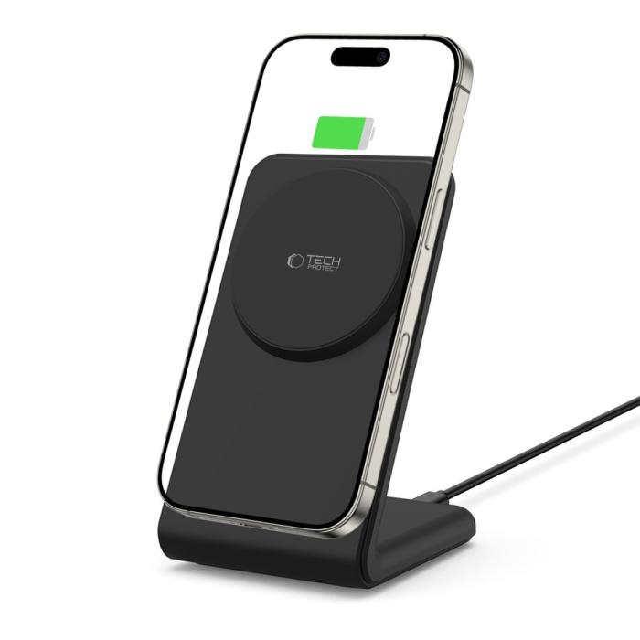 Bild 2, Tech-Protect 15W Qi Magnetisk MagSafe Laddare Svart