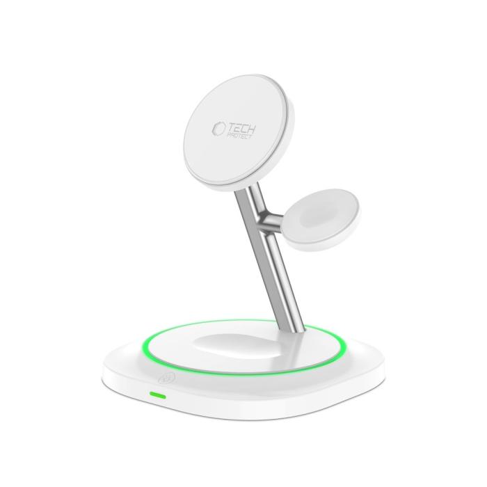 Bild 4, Tech-Protect 15W Qi 3in1 Magnetisk MagSafe Laddare Vit