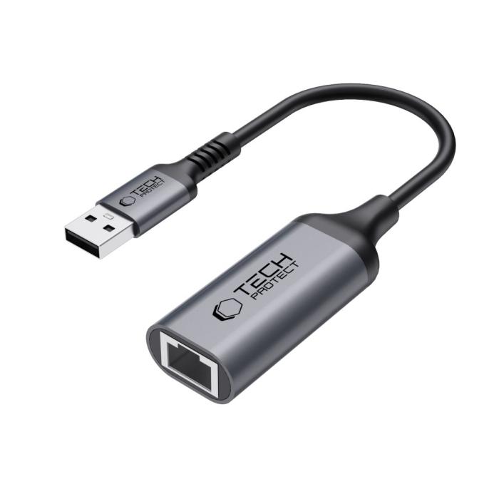 Bild 1, Tech-Protect USB 3.0 - RJ45 Ethernet Adapter Ultraboost Svart