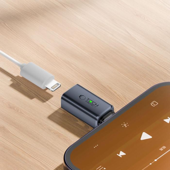 Bild 2, Tech-Protect USB-C - Lightning Ljudadapter Ultraboost Grå